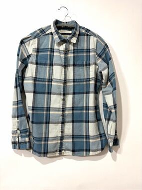 Woolrich Pemberton Flannel Shirt Size M Blue Plaid Button Front